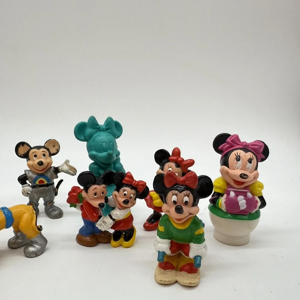 Disney Micky Mouse Minnie Pluto Vintage Small Figures Lot Cake Toppers